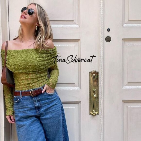 BLOGGER'S FAVE! Zara Green Lace Top NWT - Picture 10 of 16